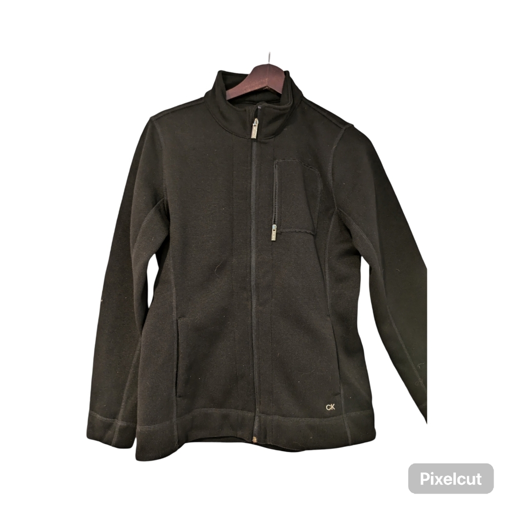 Tailored Fleece Calvin Klein Zip Up Ribbed S Jacket - Picture 2 of 11
